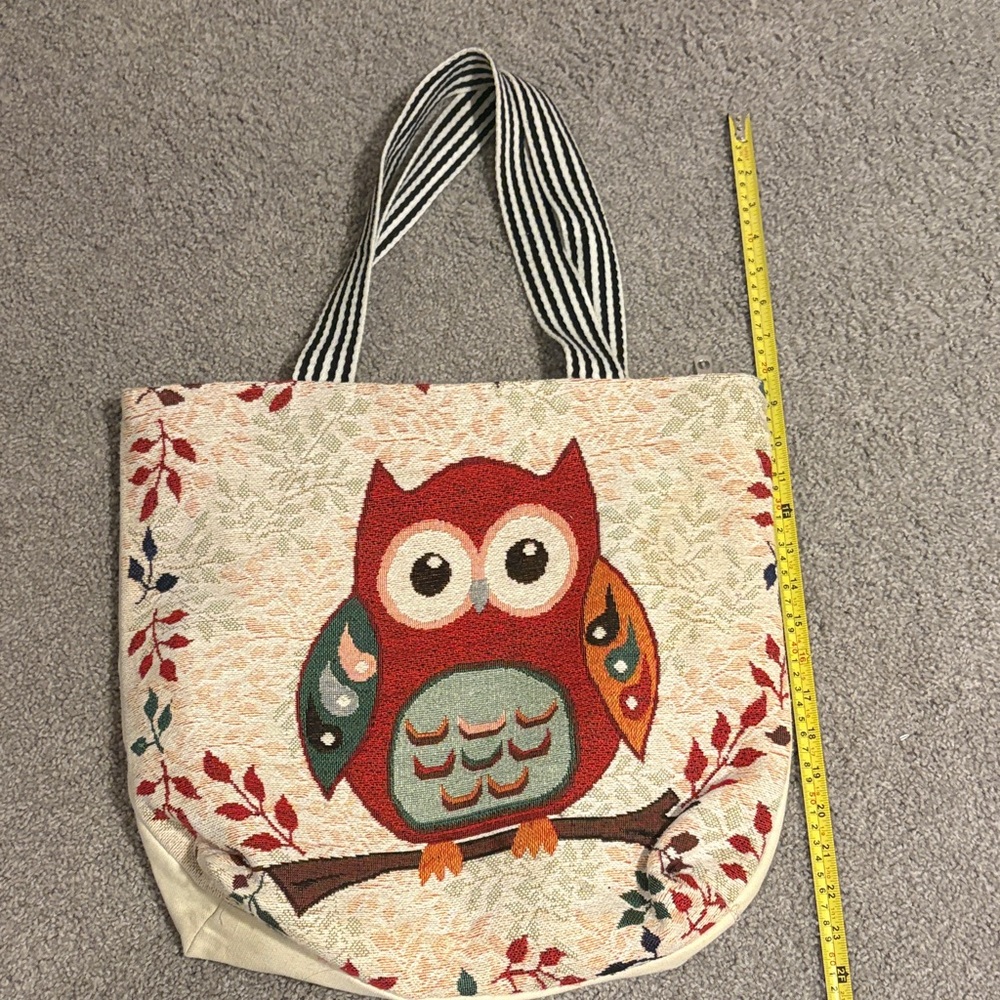 Owl Embroidered Tote Bag 14.5x16.5 wide Chi Omega
